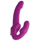 Ярко-розовый безремневой вибрострапон Evoke Vibrating Strapless Silicone Strap-on Dildo - XR Brands - купить с доставкой в Белгороде