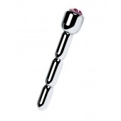 Серебристый уретральный плаг со стразом - 7 см. - ToyFa - купить с доставкой в Белгороде