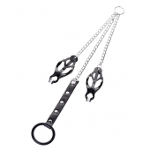 Черно-серебристые зажимы для сосков с кольцом для пениса TOYFA Metal - ToyFa - купить с доставкой в Белгороде