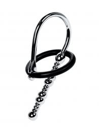 Серебристый уретральный плаг-бусины TOYFA Metal с мягким фиксириющим кольцом - ToyFa - купить с доставкой в Белгороде