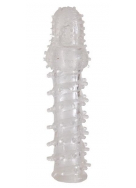 Прозрачная, закрытая насадка с шипами и точками - 13,5 см. - Toyfa Basic - в Белгороде купить с доставкой