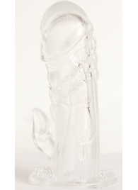 Прозрачная гелевая насадка с клиторальным отростком - 13 см. - Toyfa Basic - в Белгороде купить с доставкой