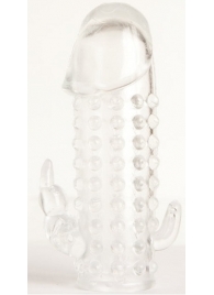 Гелевая прозрачная насадка с 2 отростками - 13 см. - Toyfa Basic - в Белгороде купить с доставкой