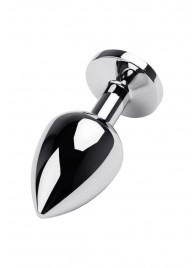 Серебристая коническая анальная пробка с красным кристаллом - 8 см. - ToyFa - купить с доставкой в Белгороде