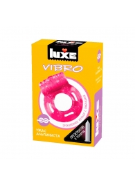 Розовое эрекционное виброкольцо Luxe VIBRO  Ужас Альпиниста  + презерватив - Luxe - в Белгороде купить с доставкой