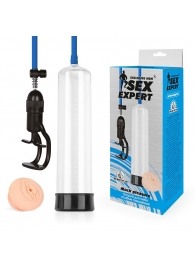 Прозрачная вакуумная помпа Sex Expert с насадкой-вагиной - Sex Expert - в Белгороде купить с доставкой