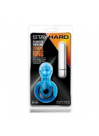 Голубое эрекционное виброкольцо 10 Function Vibrating Tongue Ring - Blush Novelties - в Белгороде купить с доставкой