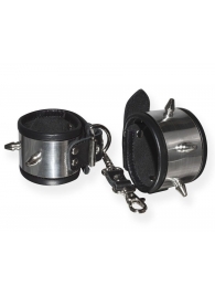 Серебристо-черные наручники с шипами и металлическим блеском - Sitabella - купить с доставкой в Белгороде