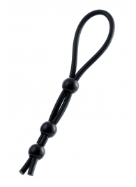 Черное лассо на пенис с тремя бусинами - A-toys - в Белгороде купить с доставкой