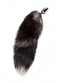 Серебристая металлическая анальная втулка с хвостом чернобурой лисы - размер S - ToyFa - купить с доставкой в Белгороде