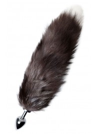 Серебристая металлическая анальная втулка с хвостом чернобурой лисы - размер S - ToyFa - купить с доставкой в Белгороде