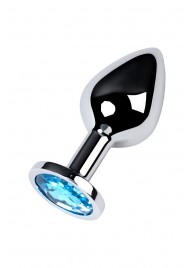 Серебристая конусовидная анальная пробка с голубым кристаллом - 8 см. - ToyFa - купить с доставкой в Белгороде