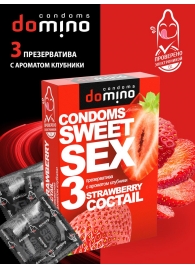 Презервативы для орального секса DOMINO Sweet Sex с ароматом клубничного коктейля  - 3 шт. - Domino - купить с доставкой в Белгороде