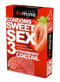 Презервативы для орального секса DOMINO Sweet Sex с ароматом клубничного коктейля  - 3 шт. - Domino - купить с доставкой в Белгороде