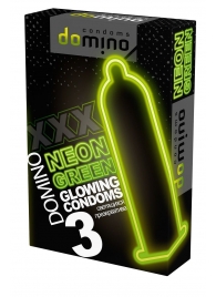 Презервативы DOMINO Neon Green со светящимся в темноте кончиком - 3 шт. - Domino - купить с доставкой в Белгороде