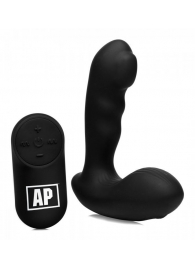 Черный стимулятор простаты Alpha-Pro 7X P-Milker Silicone Prostate Stimulator with Milking Bead - XR Brands - в Белгороде купить с доставкой