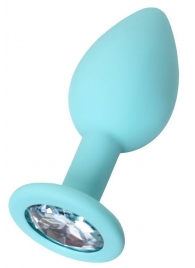 Мятная анальная пробка с прозрачным кристаллом Brilliant - 7 см. - ToyFa - купить с доставкой в Белгороде