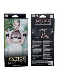 Черные мягкие наручники Entice French Cuffs с цепью - California Exotic Novelties - купить с доставкой в Белгороде