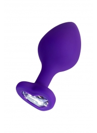 Фиолетовая анальная втулка Diamond Heart с прозрачным кристаллом - 8 см. - ToyFa - купить с доставкой в Белгороде