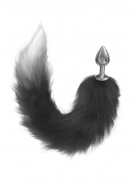 Серебристая анальная пробка с черным хвостом Galaxy - Lola Games - купить с доставкой в Белгороде