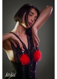 Зажимы на соски с красным пухом Euphoric - Lola Games - купить с доставкой в Белгороде