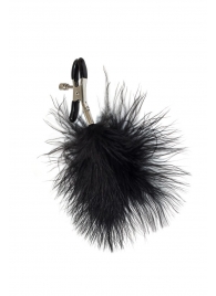 Зажимы на соски с черным пухом Euphoric - Lola Games - купить с доставкой в Белгороде