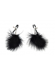 Зажимы на соски с черным пухом Euphoric - Lola Games - купить с доставкой в Белгороде