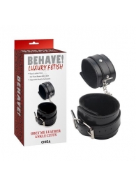 Черные оковы на ноги Obey Me Leather Ankle Cuffs - Chisa - купить с доставкой в Белгороде