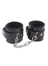 Черные оковы на ноги Obey Me Leather Ankle Cuffs - Chisa - купить с доставкой в Белгороде