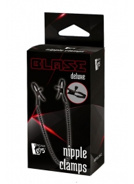 Черные зажимы на соски на цепочке BLAZE DELUXE NIPPLE CLAMPS - Dream Toys - купить с доставкой в Белгороде