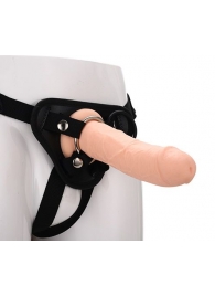 Черные трусики с телесной насадкой STRAP ON REAL DILDO - 21 см. - Dream Toys - купить с доставкой в Белгороде