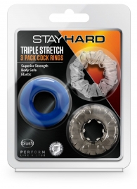 Набор из 3 эрекционных колец Triple Stretch 3 Pack Cock Rings - Blush Novelties - в Белгороде купить с доставкой