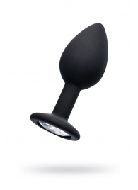 Черная анальная втулка с прозрачным стразом - 7,2 см. - POPO Pleasure - купить с доставкой в Белгороде