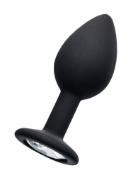 Черная анальная втулка с прозрачным стразом - 7,2 см. - POPO Pleasure - купить с доставкой в Белгороде