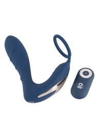 Синий вибростимулятор простаты с кольцом - 14,5 см. - Orion - в Белгороде купить с доставкой