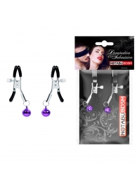 Оригинальные зажимы на соски с фиолетовыми шариками - Notabu - купить с доставкой в Белгороде