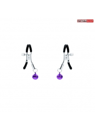 Оригинальные зажимы на соски с фиолетовыми шариками - Notabu - купить с доставкой в Белгороде