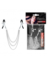 Оригинальные зажимы на соски с тройной цепочкой - Notabu - купить с доставкой в Белгороде