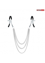 Оригинальные зажимы на соски с тройной цепочкой - Notabu - купить с доставкой в Белгороде