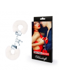 Белые меховые наручники на сцепке с ключиками - Notabu - купить с доставкой в Белгороде