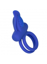 Синее перезаряжаемое эрекционное кольцо Silicone Rechargeable Dual Pleaser Enhancer - California Exotic Novelties - в Белгороде купить с доставкой