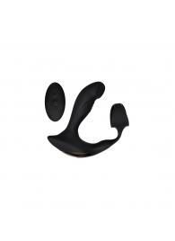 Черный вибромассажер простаты с эрекционным кольцом Strapped   Tapped - Zero Tolerance - в Белгороде купить с доставкой