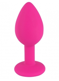 Розовая малая силиконовая пробка с прозрачным кристаллом - Свободный ассортимент