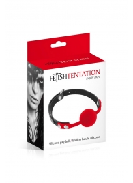 Красный кляп-шарик на черных ремешках - Fetish Tentation - купить с доставкой в Белгороде
