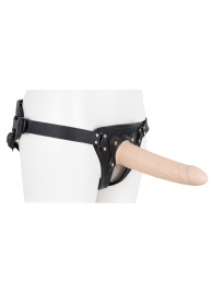 Пустотелый страпон Harness CLASSIC с бандажом - 19,5 см. - LOVETOY (А-Полимер) - купить с доставкой в Белгороде