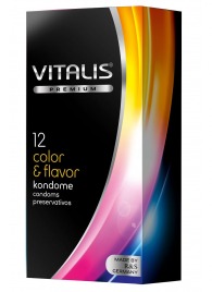 Цветные ароматизированные презервативы VITALIS PREMIUM color   flavor - 12 шт. - Vitalis - купить с доставкой в Белгороде