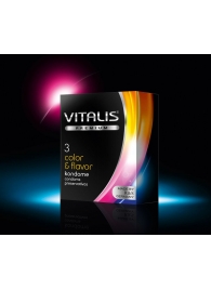 Цветные ароматизированные презервативы VITALIS PREMIUM color   flavor - 3 шт. - Vitalis - купить с доставкой в Белгороде