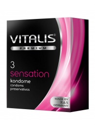 Презервативы с пупырышками и кольцами VITALIS PREMIUM sensation - 3 шт. - Vitalis - купить с доставкой в Белгороде