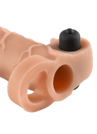 Телесная вибронасадка с кольцом Vibrating Real Feel 2 Extension - 16 см. - Pipedream - в Белгороде купить с доставкой