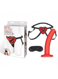 Красный поясной фаллоимитатор Red Heart Strap on Harness   5in Dildo Set - 12,25 см. - Lux Fetish - купить с доставкой в Белгороде